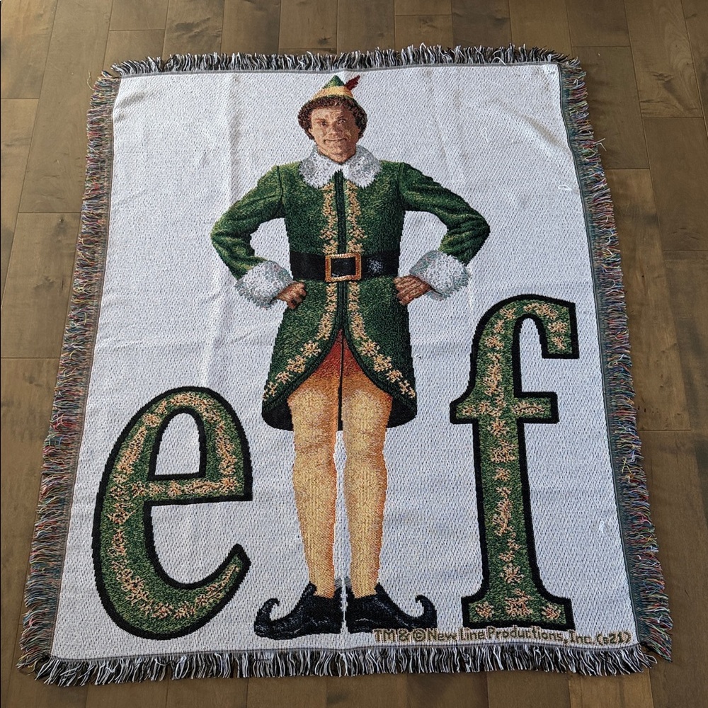 Elf Movie Promo Holiday Buddy Will Ferrell Woven Tapestry Throw Blanket
